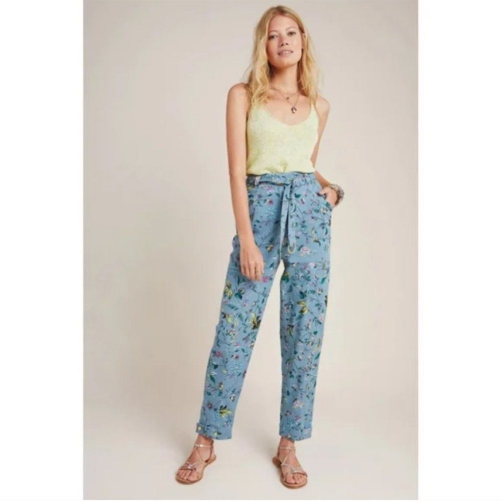 Anthropologie Victoria Floral Cargo Pants High Rise Size 0